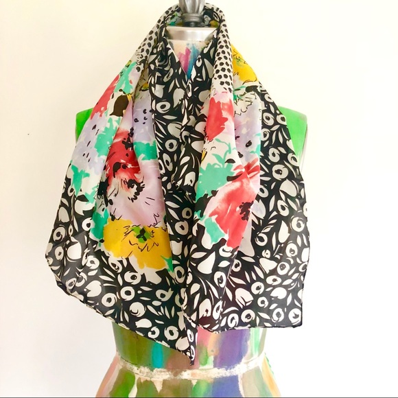 Vintage Accessories - Vintage Floral Print Scarf